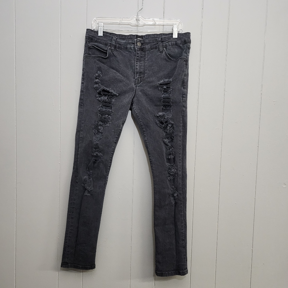 ASOS Distressed Mid Rise Skinny Jean's Grunge Streetwear Waist Size 33